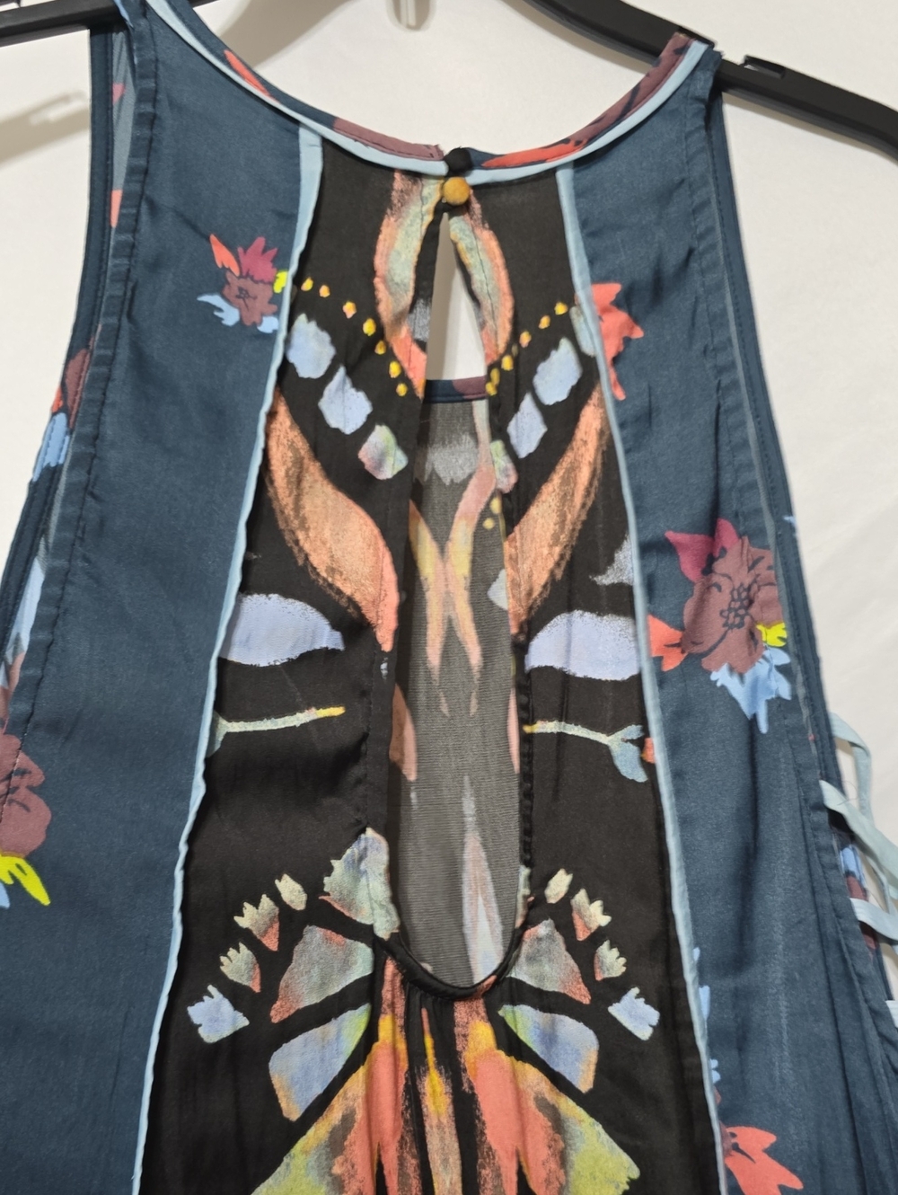 Free People Dream Free Printed Tunic Boho Halter Mini Dress Black Blue SP - Picture 10 of 11